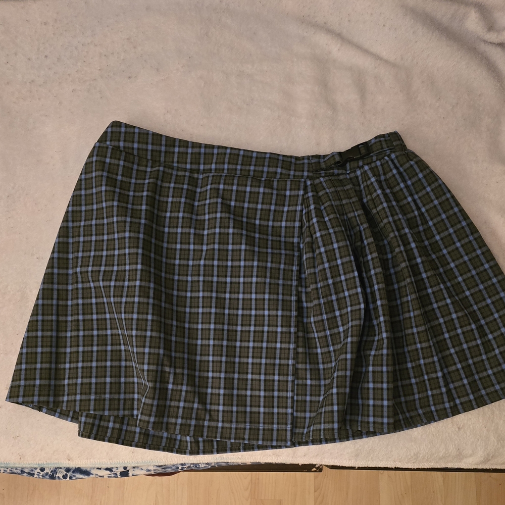 Plaid Women's Skirt in Blue And Gray